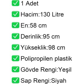 Resim Akdenizpos PK130 Plastik Market Alışveriş Arabası 130 Litre Yeşil 