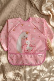 Resim DYZSTAR Dream Toz Pembe Sıvı Geçirmez Kollu Bebek Mama Önlüğü - BLW Uyumlu Leke Tutmaz Ek Gıda Önlüğ 