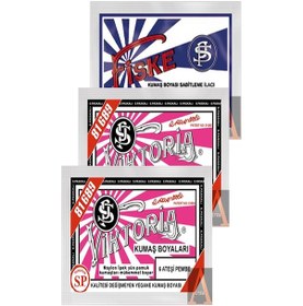 Resim Viktoria Kumaş Boyası 2 Paket Ateşi Pembe 1 Paket Sabitleyici Fiske 