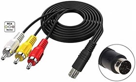 Resim Audio Video AV Cable Wire Adapter to RCA TV Connection Cord For SEGA Genesis 2 & 3 Model 1631 1461 Nomad or 32x 9 Pin Plug to Television Projector Composite Video Sound Ports 