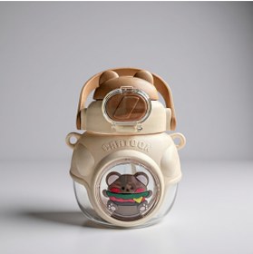 Resim MintTasarımButik 900ML Polycarbon Otomatik Kapaklı Çocuk Bej Suluk Matara 