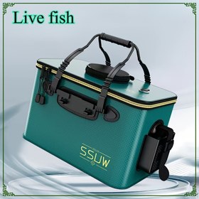 Resim Spor Balıkçılık Kova: 30/40/45/50cm Katlanabilir Canlı Balık Tankı, Taşınabilir EVA Balıkçılık Çantası, Pompa ile Çok Fonksiyonlu Katlanabilir Konteyner, Büyük Kapasite, Seyahat ve Kamp için Uygun 