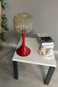 Resim Bamyum Mopa Bal Rengi Cam Masa Lambası Dekoratif Abajur Çocuk Odası Başucu Lambası Okuma Lambası 