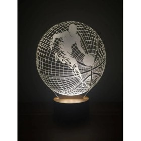 Resim By Lamp Basketbol Topu LED Masa Lambası Ahşap Taban 7 Farklı Işık Renkli 