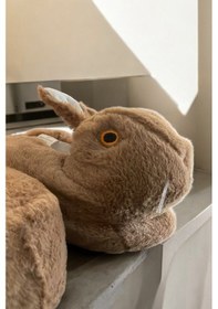 Resim Tavşan Figürlü Unisex Panduf Kahverengi 