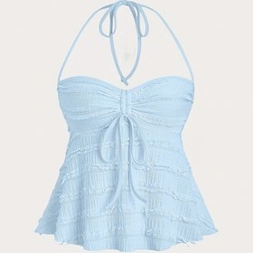 Resim Moda Halter Boyunlu Bağcıklı Üst 