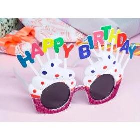 Resim MCM Group Happy Birthday Yazılı Beyaz Fuşya Renk Parti Gözlüğü 12X7 cm - Lisinya 
