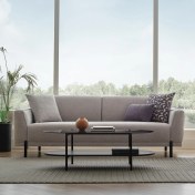 Resim Enza Home Terra 3'lü Koltuk, Keten Dokulu - Orta Gri 