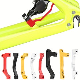 Resim Alüminyum Alaşımlı Disk Fren Kaliper Montaj Adaptörü, Çok Renkli Dağ Bisikleti Disk Fren Dönüştürücü Adaptör ile Civatalar, Hafif A / B Direği Adaptör Braketi 140mm 160mm 180mm 203mm 