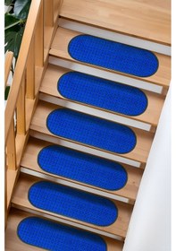 Resim Kapsüle Benekli Bukle Halıdan Basamak Ve Merdiven Paspası - Mavi / Adet Olarak Satılır Null 