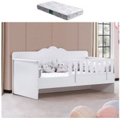 Resim Karyola, Flower Montessori Karyola - Beyaz + 1 Adet Comfort Yatak 