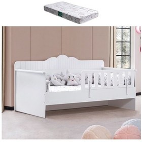 Resim Karyola, Flower Montessori Karyola - Beyaz + 1 Adet Comfort Yatak 