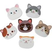 Resim Şarap Kadehleri, Çay Ve Ev Hediyesi Fikri İçin Kauçuk Yüzlü 6 Sevimli Silikon Kedi Bardak Altlığı Seti 