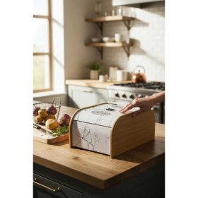 Resim Feyza Design Ahşap Çift Bölmeli Patates ve Soğan Saklama Kutusu, Şık ve Kullanışlı Tasarım 