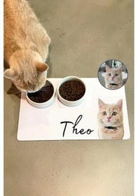 Resim Matgo Pati Hayvana İsme Özel Fotoğraflı Beslenme Matı Kaymaz Sıvı Geçirmez Kedi Köpek Mama Paspası 5 