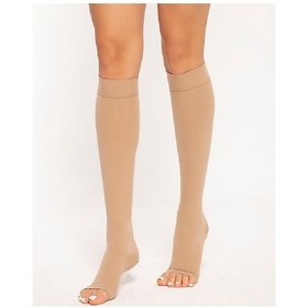 Resim Varimed Diz Altı Açık Burun Ccl2 Düz Örme LenfÇorabı Bej CCL2 2 Açık Diz Altı 