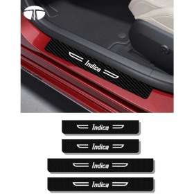 Resim Tata Indica Siyah Karbon Kapı Koruma Yazılı Dekoratif Kapı Eşiği Beyaz Indica Yazılı 4 Parça Tata Indica Özel 