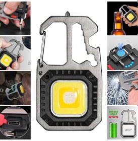 Resim Dekohop El Feneri Metal Gövdeli Cob Led Çok Fonksiyonlu Kamp Feneri Siyah 