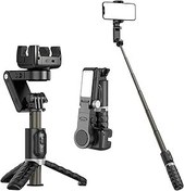 Resim Q18 360° Dönebilen Çok İşlevli Gimbal Sabitleyici 27,5 inç Uzatma Çubuğuna sahip Uzaktan Kumanda Sabitleyici Dahili Güzellik Dousu Işığı Alünyum Alaşım Yüz Akıllı İzleme Vlog için Otomatik 