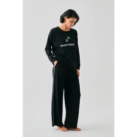 Resim Moda Kadın Siyah Yay Burcu Oversize 2 Iplik Eşofman Ev Giyim Takımı Beruflic 