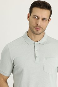 Resim Taş Polo Yaka Regular Fit Nakışlı Pamuk Tişört 