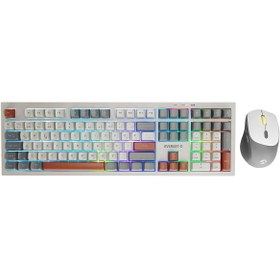 Resim Everest KM-78 Rena Krem/Gri/Kahve Kablosuz 2.4 + BT RGB Sessiz Q Su Dayanıklı Klavye + Mouse Set 