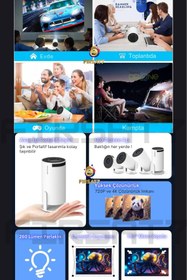 Resim Fırsat7 Taşınabilir 130" inç Yansıtma Sinema Projeksiyon Cihazı Ev Sineması Dahili Android 11.0, Bluetooth 