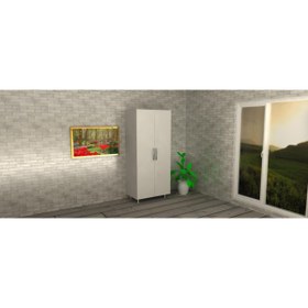 Resim De&Se Desing Çok Amaçlı Askılı Elbise Dolabı 2 Kapaklı Parlak Beyaz Mdflam 