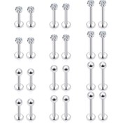 Resim 24 adet Labret Takı Dudak Halkaları, Paslanmaz Çelik Piercing Takıları, Tragus Helix Küpeleri 