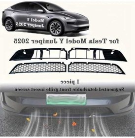 Resim Besthome1 For Tesla Model Y 2025 Juniper Tesla Benim 2025'im Ön Gril Böcek Ekranı Abs Malzeme 2 Bölümlü Ayrılabilir Koruyucu 