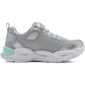 Resim Skechers Twisty Glow Kids Sneaker Lastik Bağcıklı Cırtlı Işıklı Çocuk Ayakkabısı Gri 