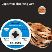 Resim LEFAVOR Desoldering Wick - Elektronik Tamir için Bakır Pirinç Emici Tel, 2.5mm x 1.5m, RoHS Uyumlu, Lehim Kalıntılarının Çıkarması İçin İdeal, Elektronik Tamir Aracı|Bakır Tel Wick|Dayanıklı İnşaat, Elektronik Tamir Araçları 