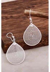 Resim Telkari Damla Tasarım Sallantılı Gümüş Küpe 4606 