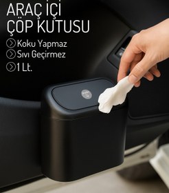 Resim Heredot Mithra Life Kapaklı Taşınabilir Araç İçi Mini Çok Amaçlı Çöp Kutusu MIT1254 