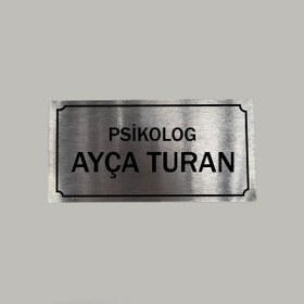 Resim CRF Kişiye Özel Aluminyum Kapı İsimliği Unvan İsim Soyisim Yazılı Arkası Yapışkanlı 10X20 CM 