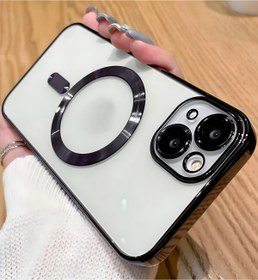 Resim Fibaks iPhone 13/14 Kılıf Kamera Lens Korumalı Magsafe Şarj Kilifi Şeffaf Renkli Yumuşak Kapak Siyah 