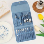 Resim Manikür Seti, Lüks Seyahat Çantası ile 16 Parça Tırnak Alet Kiti, Erkekler ve Kadınlar için Profesyonel Pedikür ve Manikür Güzellik Hediyesi 