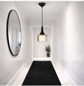 Resim Tt603-1-fullsy Tt Ayd. Mat Siyah Tekli Silindir Çift Camlı Avize Siyah - Bal Cam 