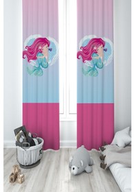 Resim Mekta Home Bebek Ve Çocuk Odası Deniz Kızı Desenli 2 Kanat Fon Perde 