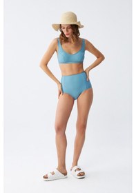 Resim Akbeniz Kadın Basic Turkuaz Pedli Yüksek Bel Bikini Takımı 