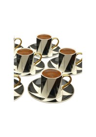 Resim 6 Kişilik Porselen Yaldızlı Kahve Fincanı Vector Arz-b1 Diğer 