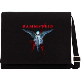 Resim Rammstein Angel Siyah Kanvas Postacı Çantası - Siyah 