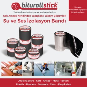 Resim Biturollstick 1 mm 10 cm Antrasit 10 mt - Yapışkanlı Su Yalıtımı ve Ses Yalıtım Bandı 