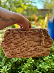Resim UNİCORNS Hasır Çanta, Hasır El Çantası, Hasır Clutch, Burslu Çanta, Tasarım Clutch 