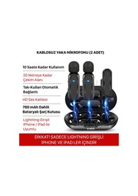 Resim Novstrap Kablosuz Yaka Mikrofonu Lightning Girişli İphone İle Uyumlu Dahili Bataryalı Şarj Kutusu 
