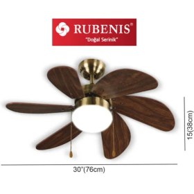 Resim Rubenis RBT306 BRW Glob Aydınlatmalı Tavan Vantilatörü 