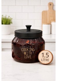 Resim Morponi Metal Kapaklı Cam Çok Amaçlı Erzak Kavanozu Amber 1500 Ml 1,5 Lt 