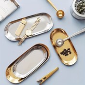 Resim Paslanmaz Çelik Oval Taba, Katı Desen Mücevher Depolama Organizatörü, Banyo ve Tuvalet Ürünleri Taba, Metal Dim Sum Servis Tabağı 