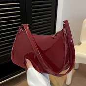 Resim Moda Düz Renk Omuz Çantası, Mini Kadın Koltuk Altı Çantası, Güvenli Fermuarlı Cüzdan, Çok Fonksiyonlu İş Telefon Cebi, Mükemmel Hediye Seçimi, Kırmızı/Siyah, Hafif Sabit Omuz Askısı 
