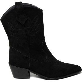 Resim Bestello Bağcıksız Neolit Taban Western Bot 281-202-w Kadın Bot Siyah Suet 